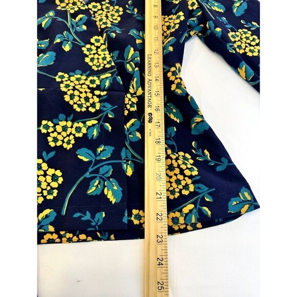 J. Crew Navy Blue Floral Long Sleeve Wrap Blouse Sz 6 EUC // office / dressy - Picture 8 of 11
